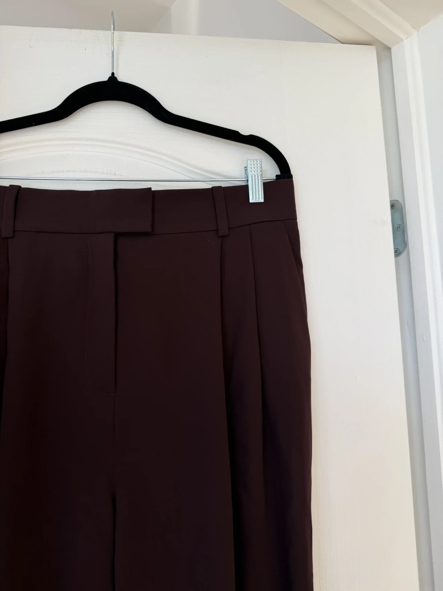 Image for COS tailored trousers in burgundy and brown, size 10