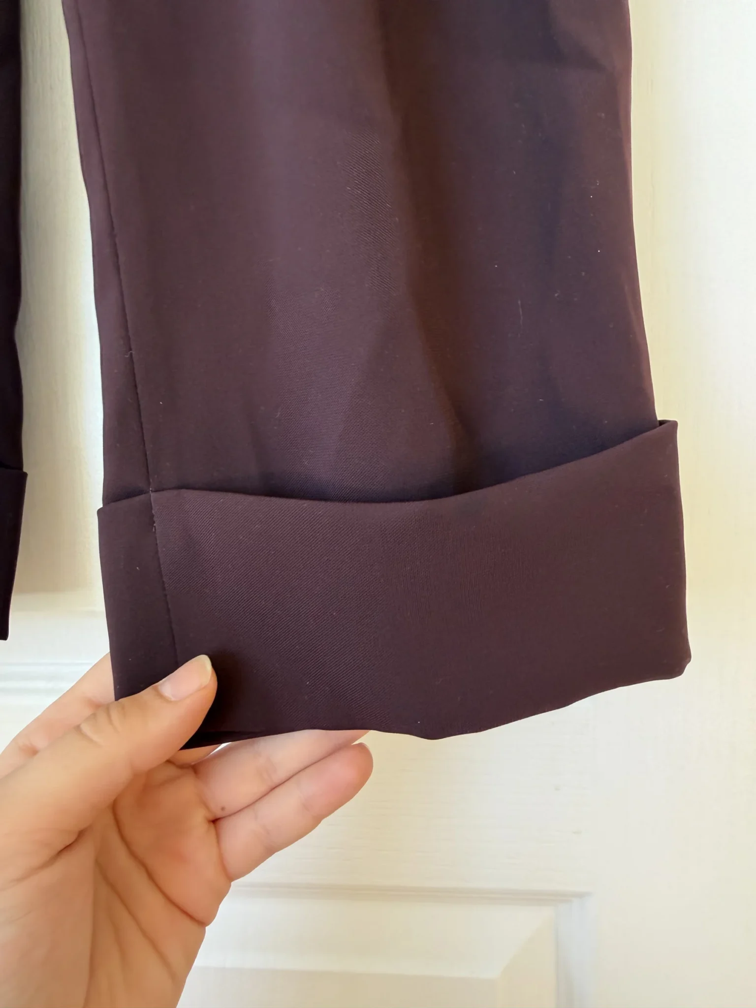 Image for COS tailored trousers in burgundy and brown, size 10