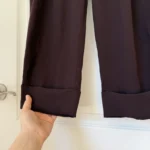 Thumbnail for COS tailored trousers in burgundy and brown, size 10