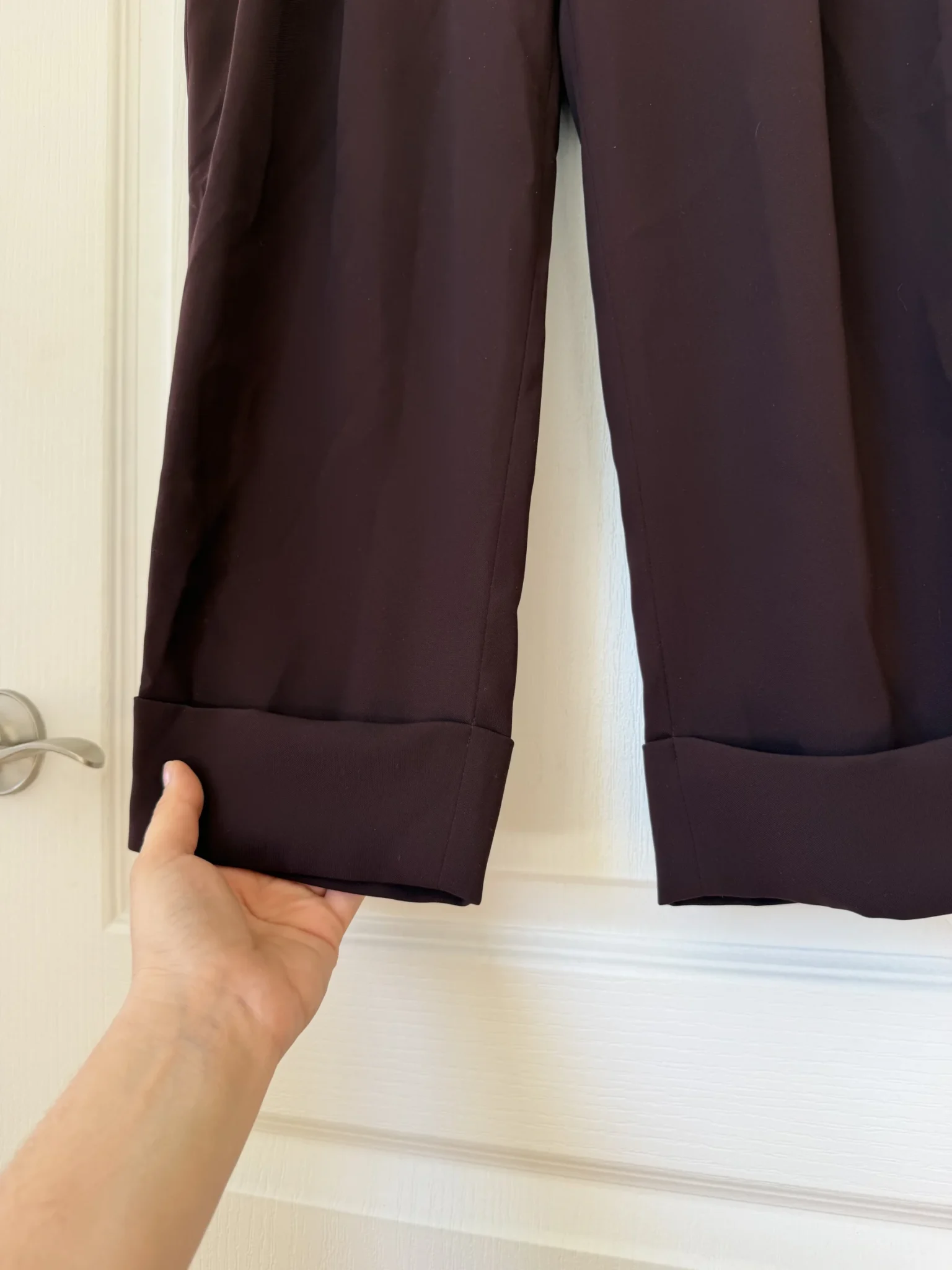 Image for COS tailored trousers in burgundy and brown, size 10