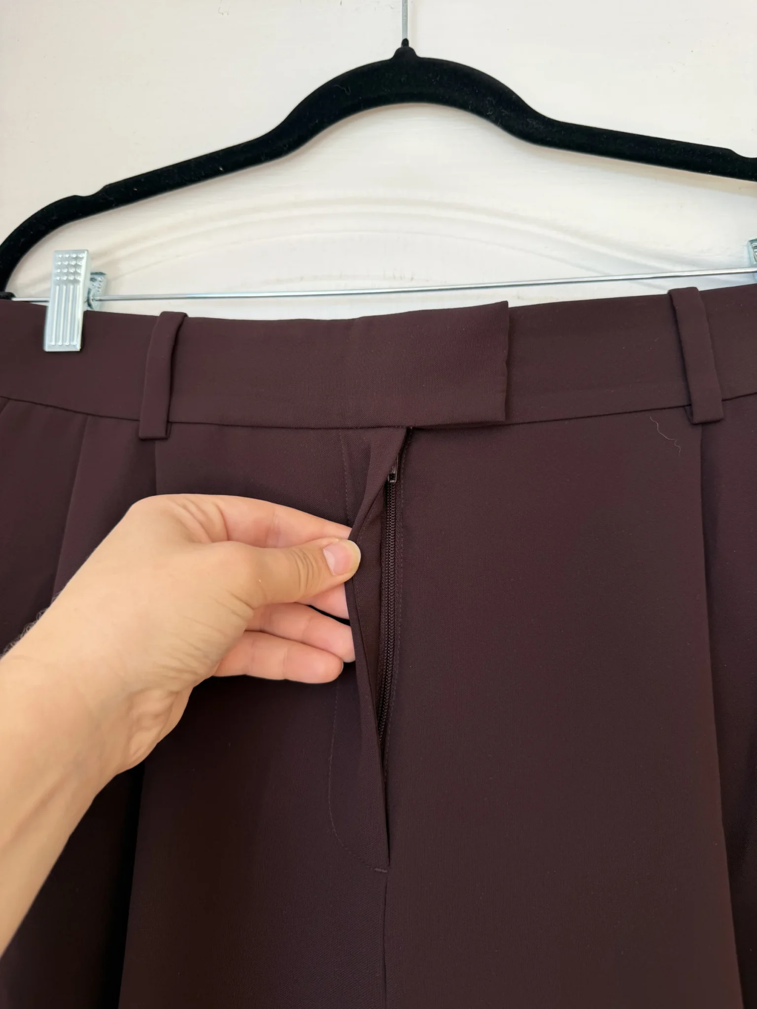 Image for COS tailored trousers in burgundy and brown, size 10