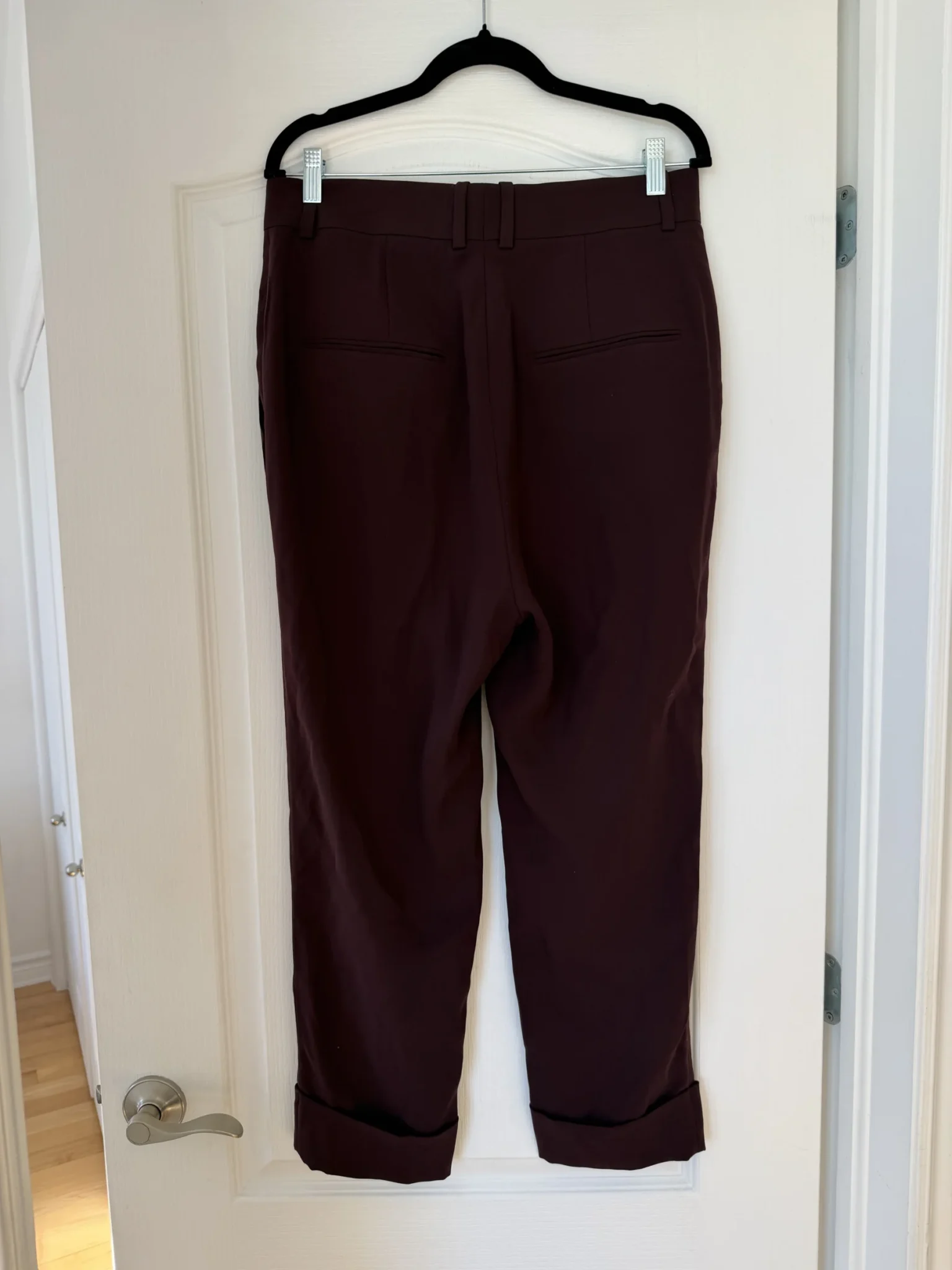 Image for COS tailored trousers in burgundy and brown, size 10