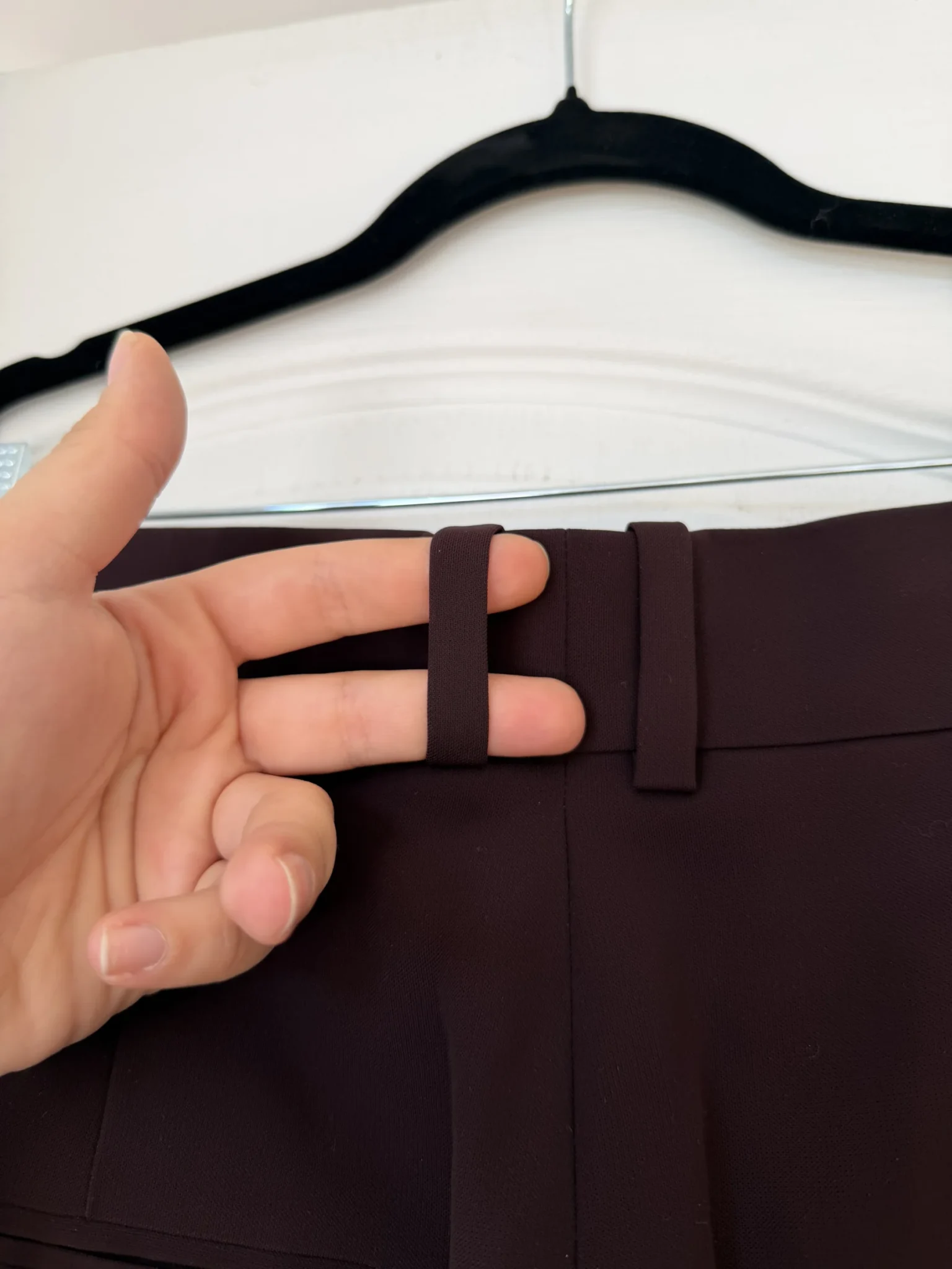Image for COS tailored trousers in burgundy and brown, size 10