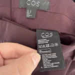 Thumbnail for COS tailored trousers in burgundy and brown, size 10