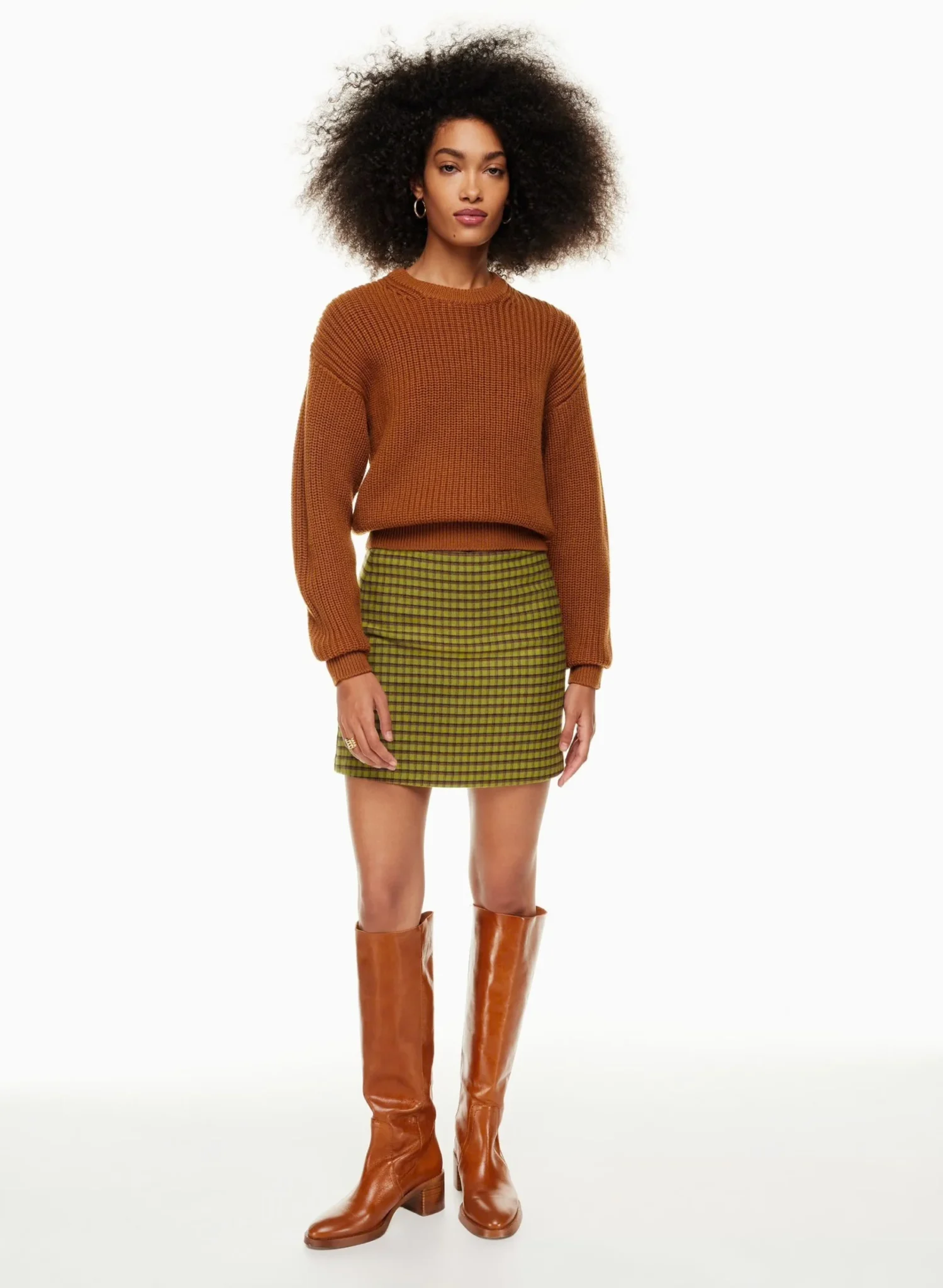 Image for Jupe Wilfred en laine à carreaux marron moutarde taille 8