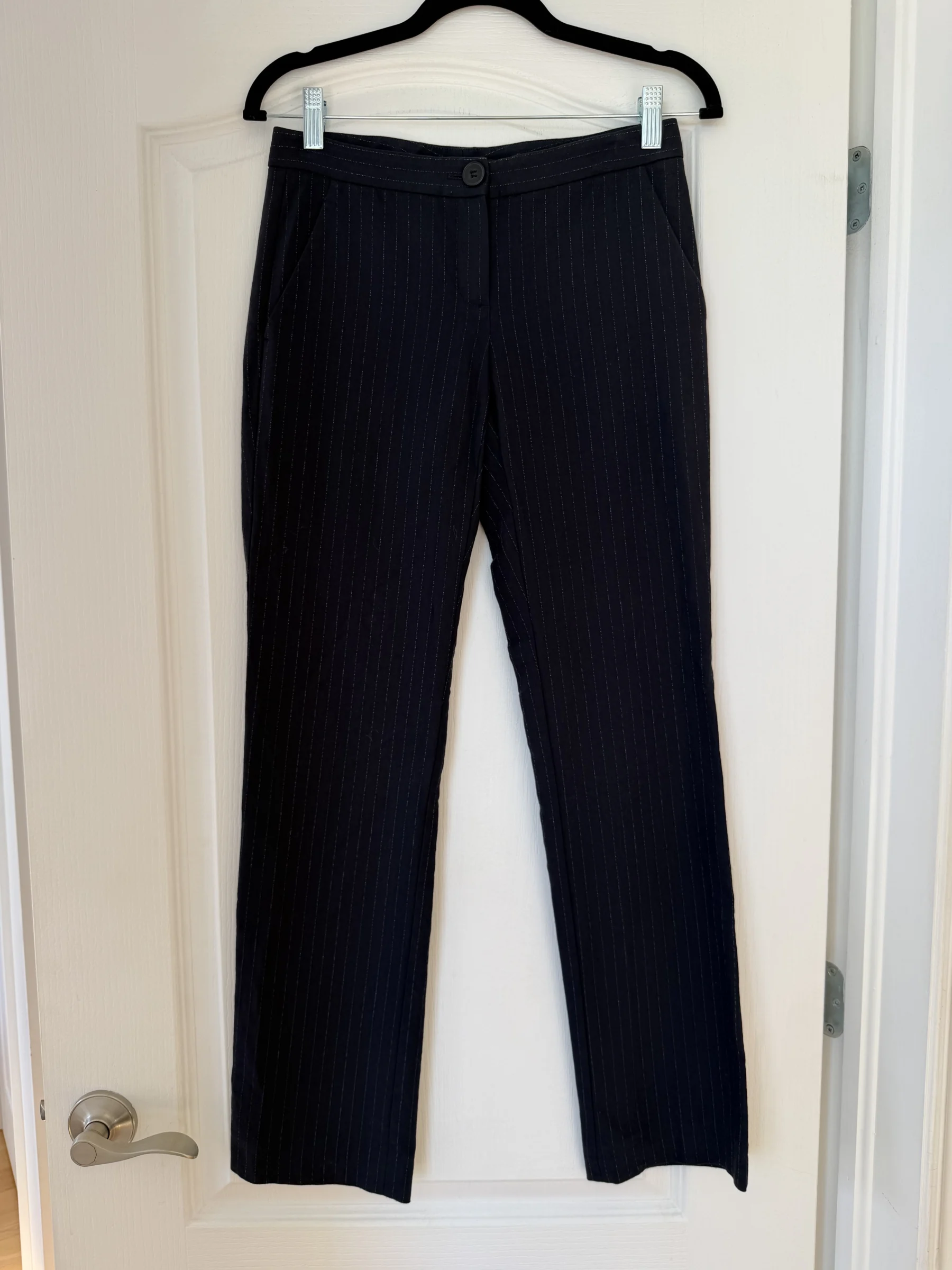 Theory wool trousers, size 0, navy blue with white stripes Theory seconde main