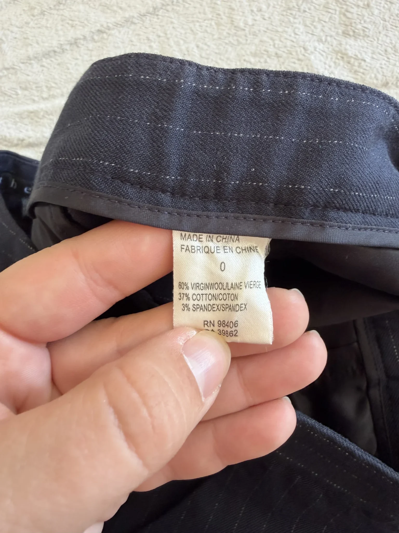 Image for Pantalon Theory en laine taille 0 bleu marine rayé blanc