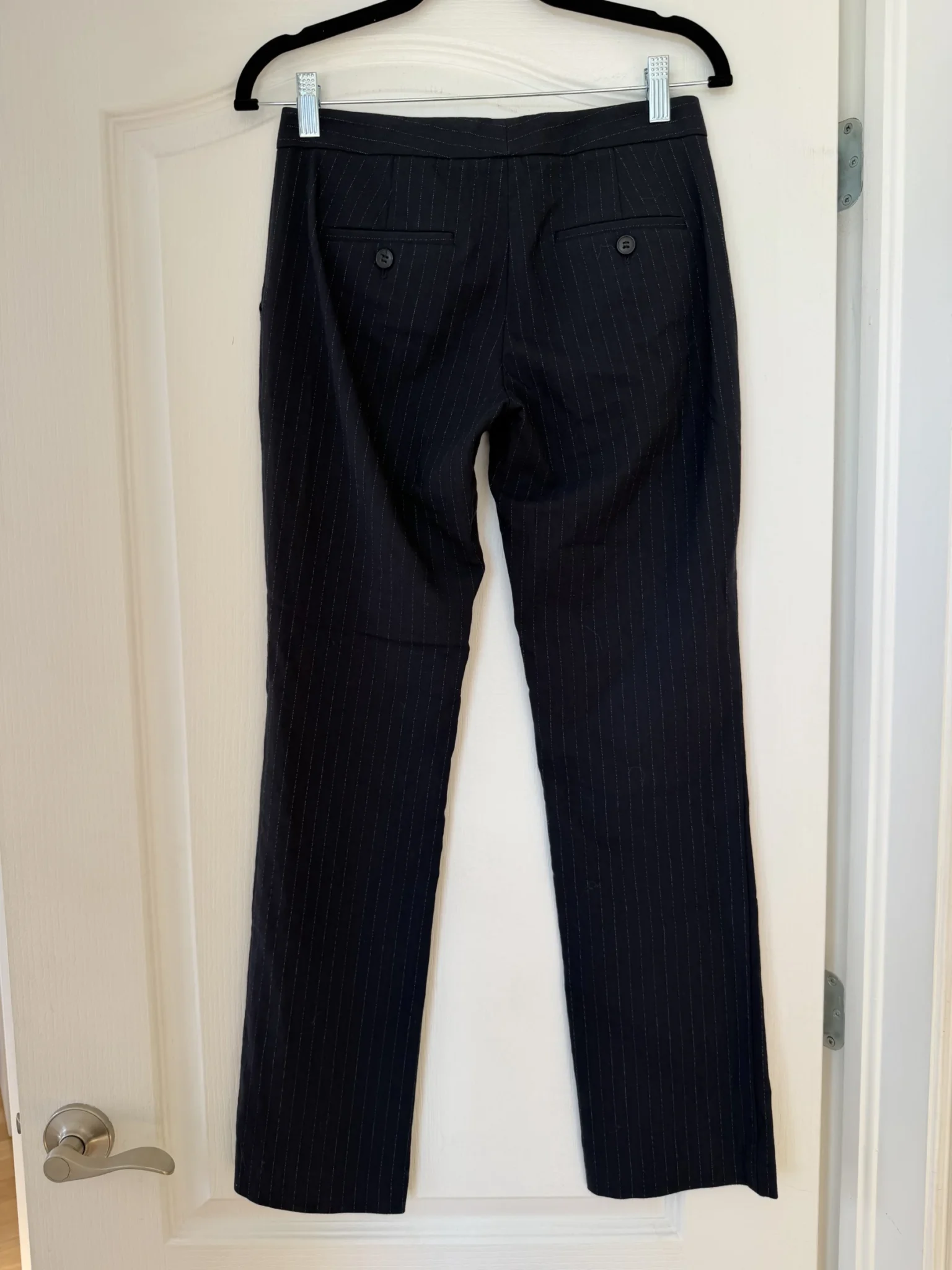 Image for Pantalon Theory en laine taille 0 bleu marine rayé blanc