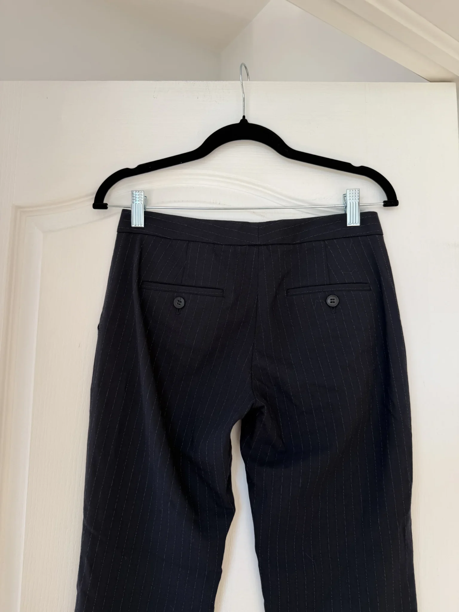 Image for Pantalon Theory en laine taille 0 bleu marine rayé blanc