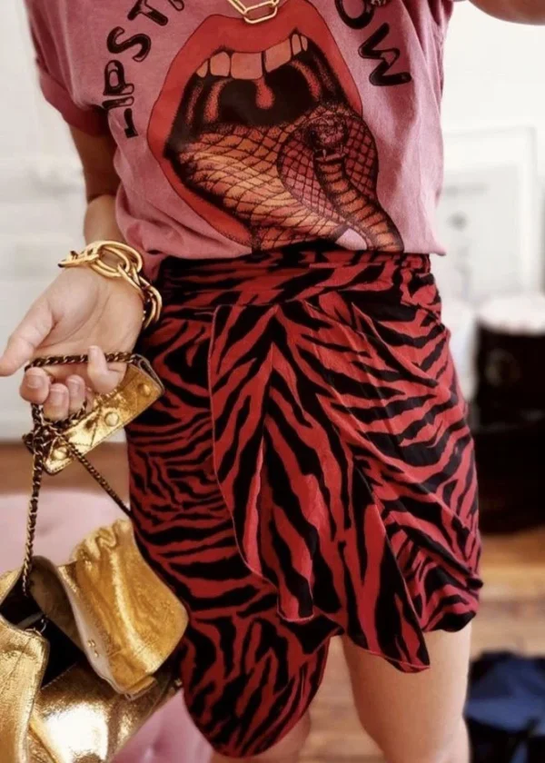 Image for Jupe Bash taille M rouge et noir zèbre