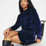Thumbnail for Robe Reformation en velours bleu marine taille 2