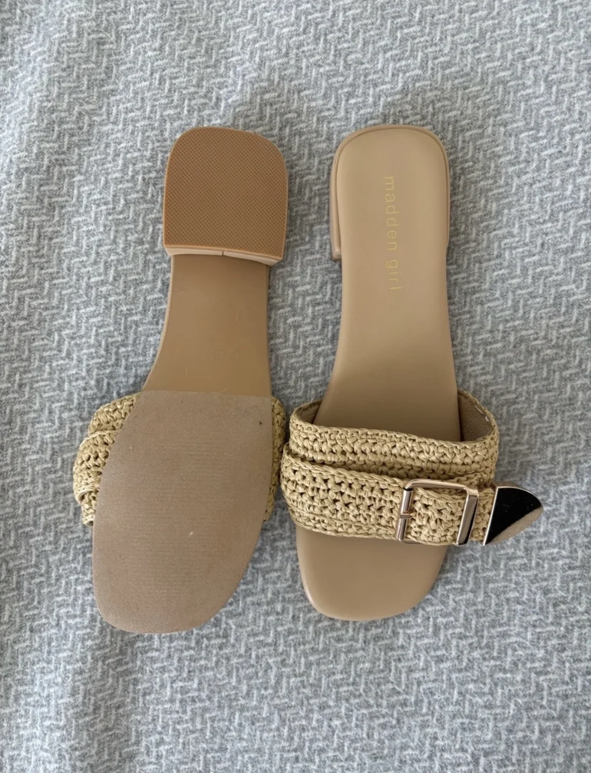 Image for Brand new snow-white and gold Madden Girl sandals