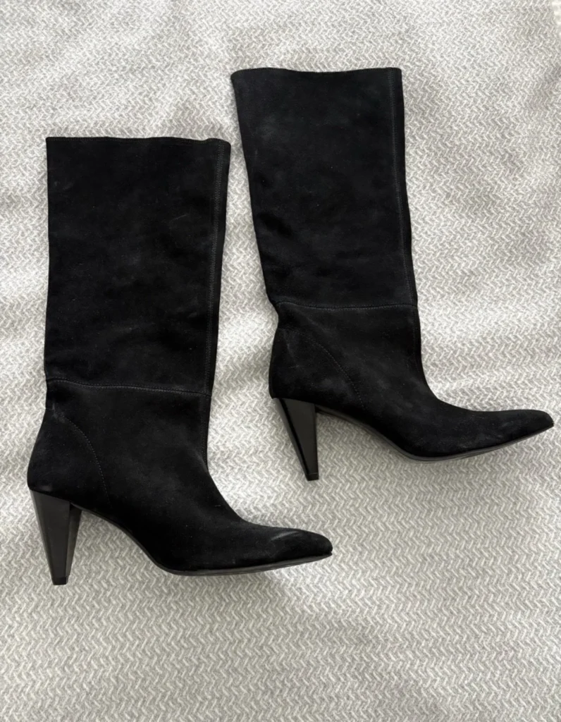 Featured image for Black suede knee-high boots from Zara