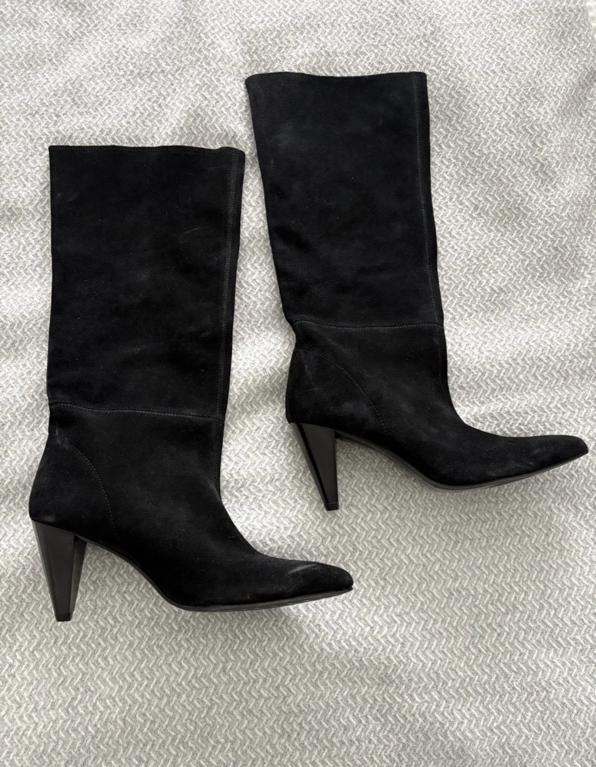 Black suede knee-high boots from Zara Zara seconde main