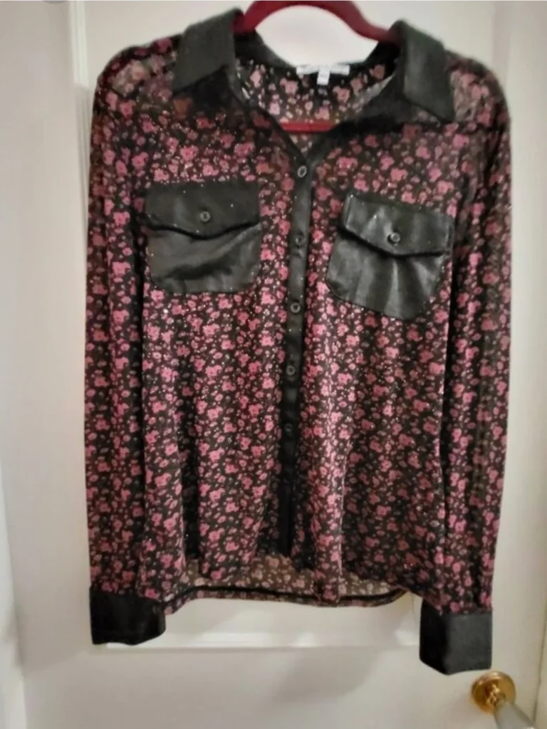 Image for BSF Boutiques San Francisco Sheer Floral Blouse / Sheer Floral Blouse - M