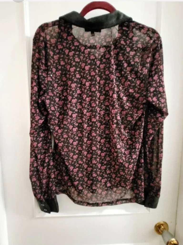 Image for BSF Boutiques San Francisco Sheer Floral Blouse / Sheer Floral Blouse - M