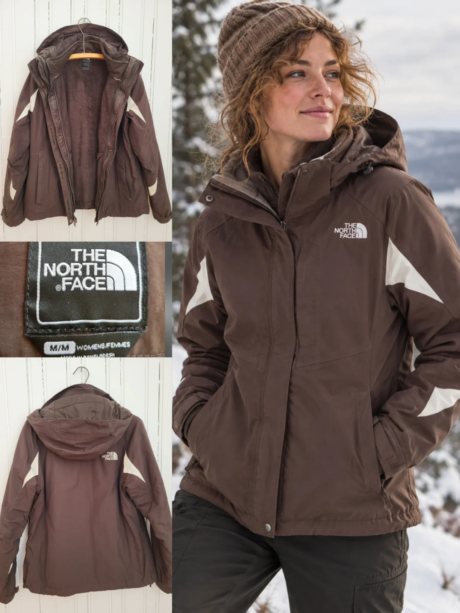 Image for Manteau The North Face 3-en-1 Triclimate HyVent , couche intérieure en polaire, brun et ivoire