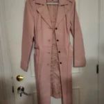 Featured thumbnail for BGN & CO. Y2K Pastel Pink Genuine Leather Trench Coat Jacket / Pastel pink genuine leather trench coat – Size S/P