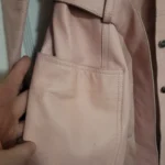 Thumbnail for BGN & CO. Y2K Pastel Pink Genuine Leather Trench Coat Jacket / Pastel pink genuine leather trench coat – Size S/P