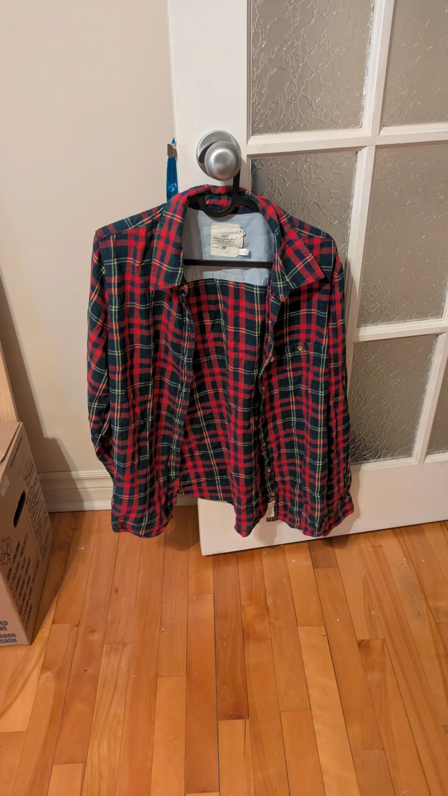Red and green striped long-sleeved blouse HM seconde main