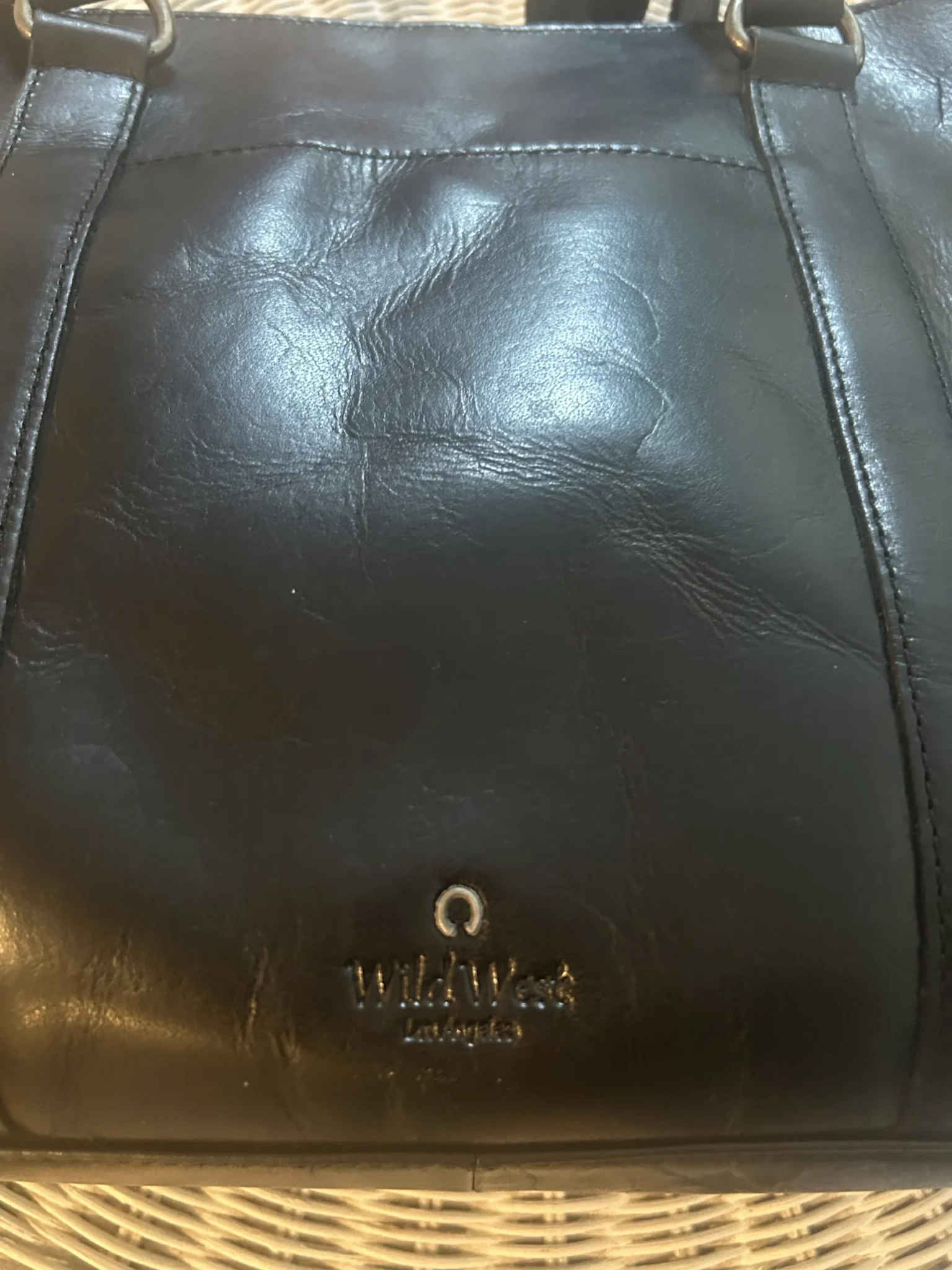 Featured image for Wild West Los Angeles black leather tote bag – Large size / Work & Everyday
