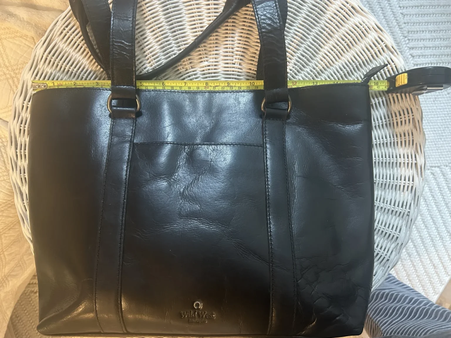 Image for Wild West Los Angeles black leather tote bag – Large size / Work & Everyday