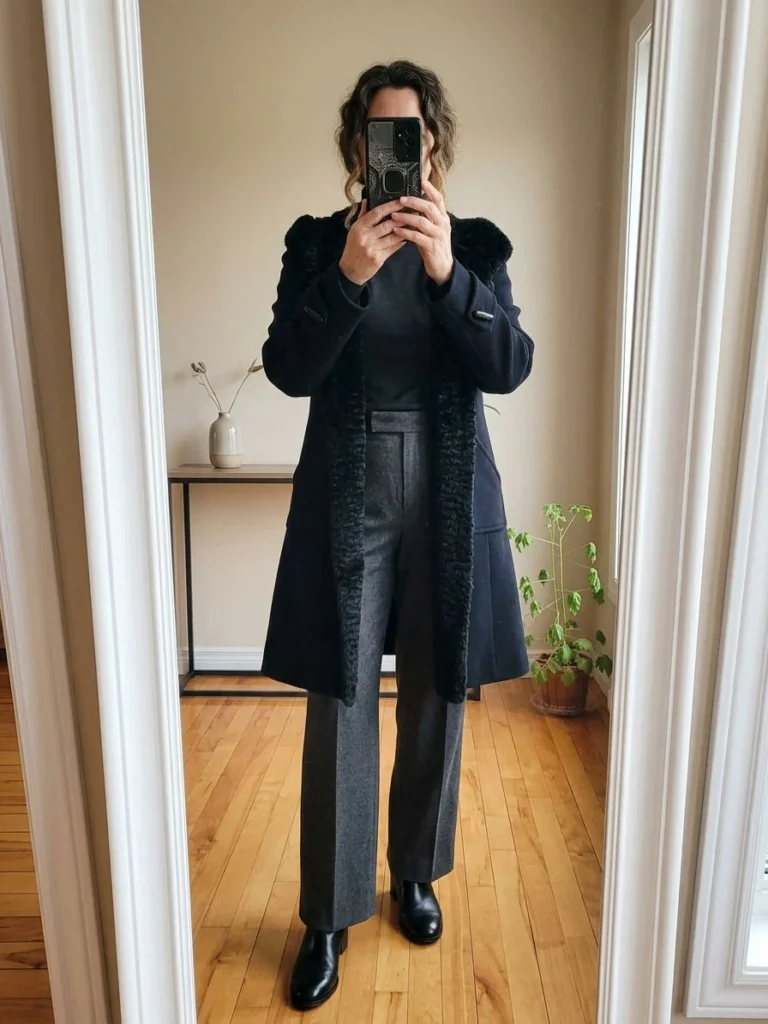 Image for Coat: 50% angora, 50% virgin wool, with rabbit fur trim. Luxury vintage piece, made in Germany