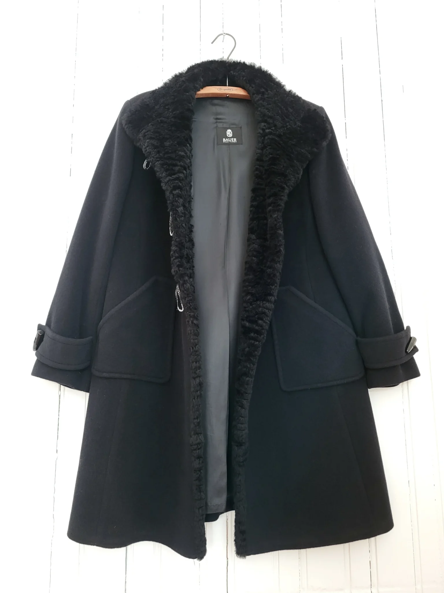 Image for Coat: 50% angora, 50% virgin wool, with rabbit fur trim. Luxury vintage piece, made in Germany