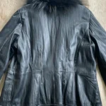 Thumbnail for Danier Genuine Leather Raccoon Fur Trim Embellished Jacket Black 2XL