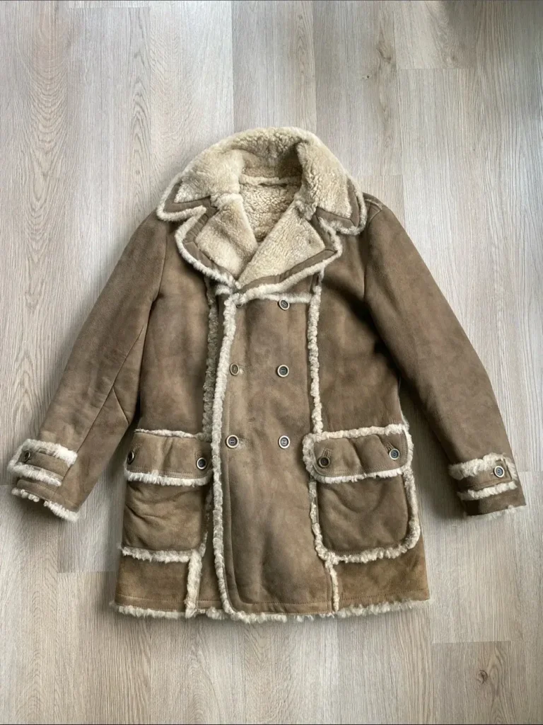 Image for Vintage Friitala Finland Double Breasted Suede Shearling Rancher Car Coa