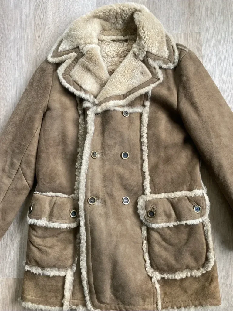 Image for Vintage Friitala Finland Double Breasted Suede Shearling Rancher Car Coa