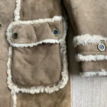 Thumbnail for Vintage Friitala Finland Double Breasted Suede Shearling Rancher Car Coa