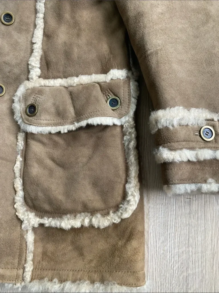 Image for Vintage Friitala Finland Double Breasted Suede Shearling Rancher Car Coa