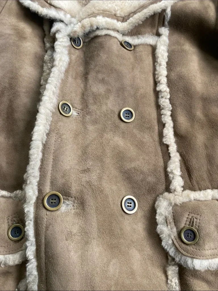 Image for Vintage Friitala Finland Double Breasted Suede Shearling Rancher Car Coa