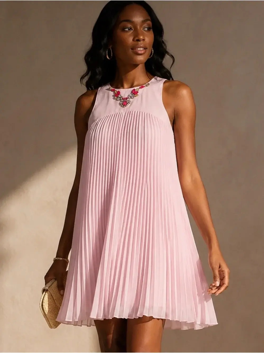 Ted Baker London Arleen Pink Embellished Pleated Shift Dress Size 4 Ted Baker seconde main