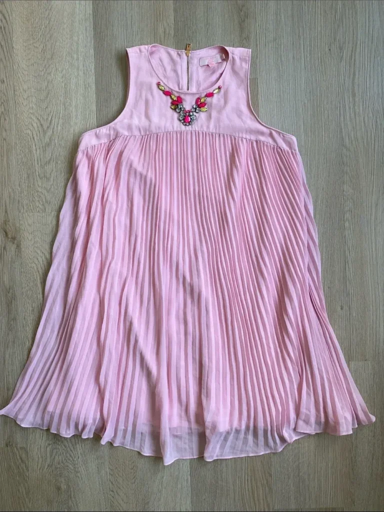 Image for Ted Baker London Arleen Pink Embellished Pleated Shift Dress Size 4