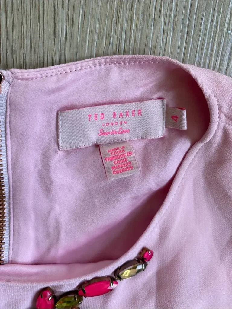 Image for Ted Baker London Arleen Pink Embellished Pleated Shift Dress Size 4