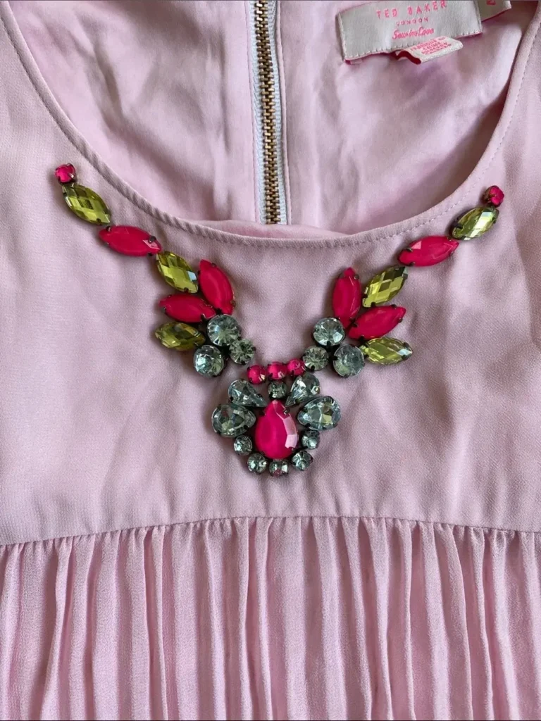 Image for Ted Baker London Arleen Pink Embellished Pleated Shift Dress Size 4
