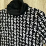 Thumbnail for Marc Cain Black White Knit Turtleneck Dress Flounce Hem