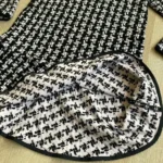 Thumbnail for Marc Cain Black White Knit Turtleneck Dress Flounce Hem