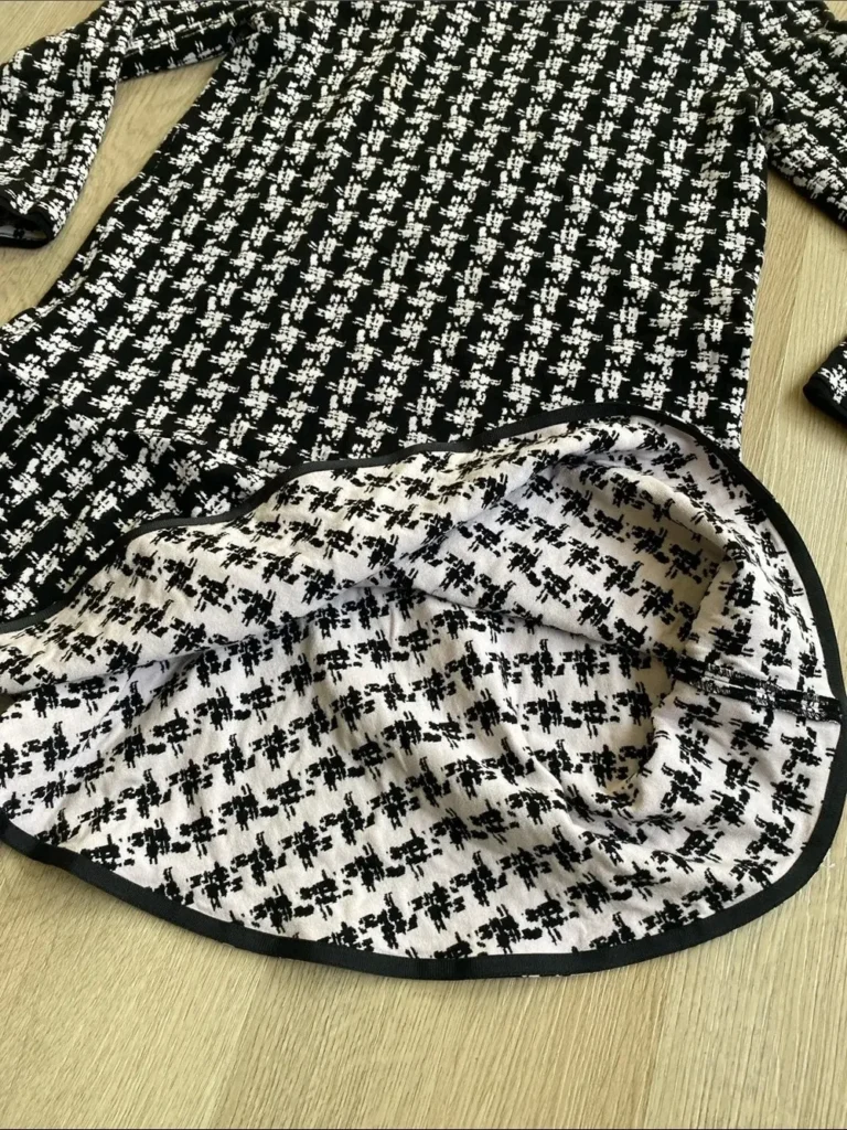 Image for Marc Cain Black White Knit Turtleneck Dress Flounce Hem