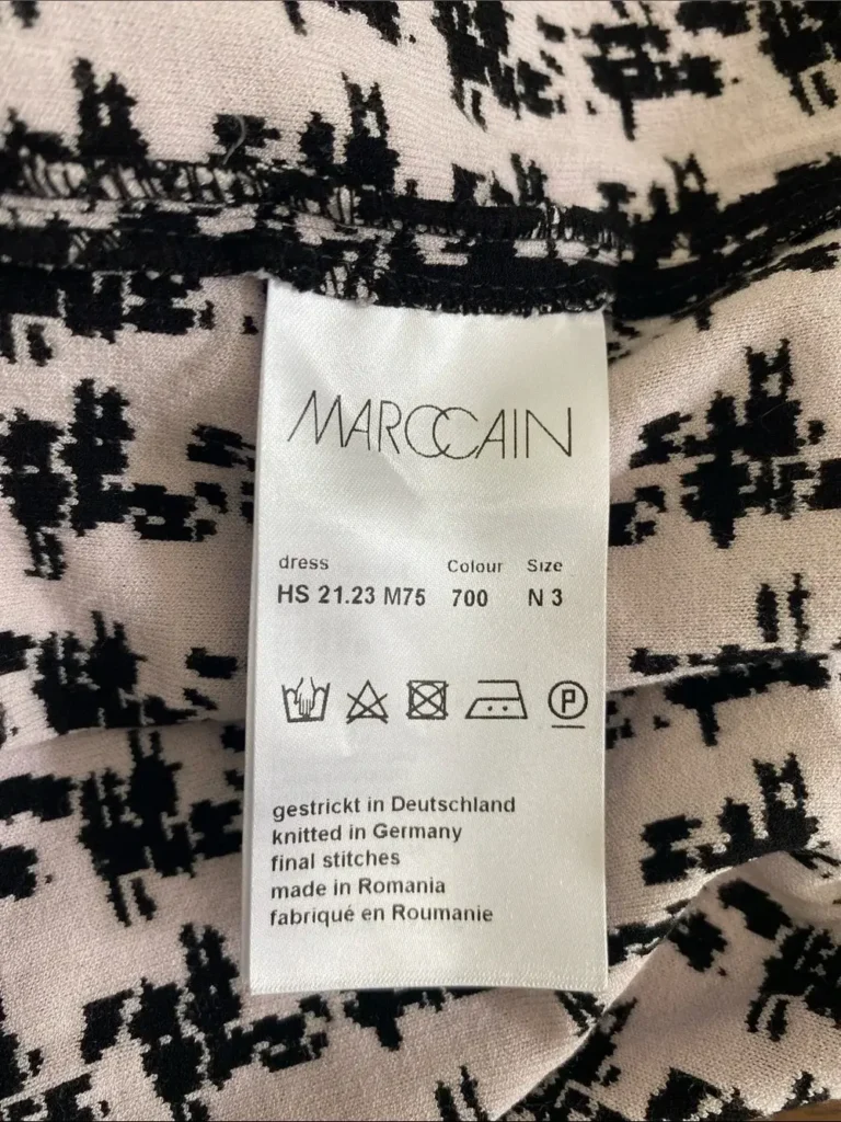 Image for Marc Cain Black White Knit Turtleneck Dress Flounce Hem