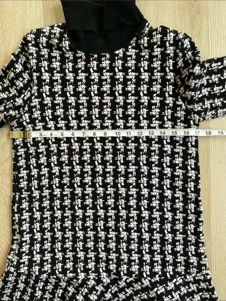 Image for Marc Cain Black White Knit Turtleneck Dress Flounce Hem