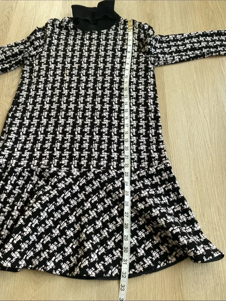Image for Marc Cain Black White Knit Turtleneck Dress Flounce Hem