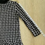 Thumbnail for Marc Cain Black White Knit Turtleneck Dress Flounce Hem