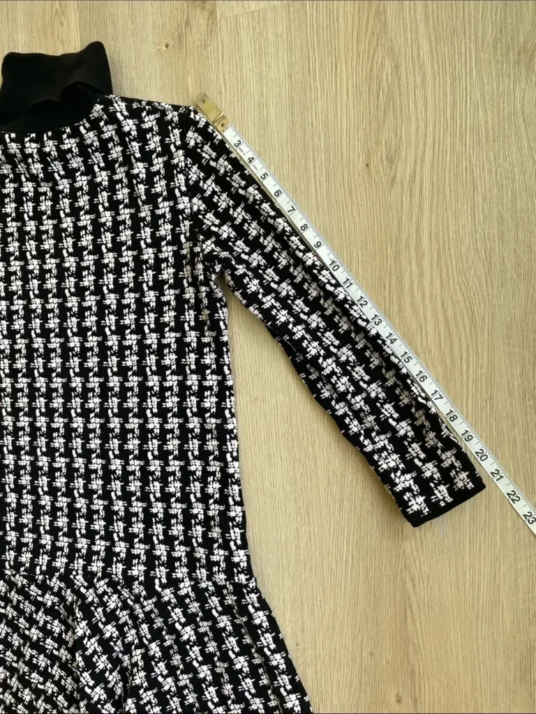 Image for Marc Cain Black White Knit Turtleneck Dress Flounce Hem