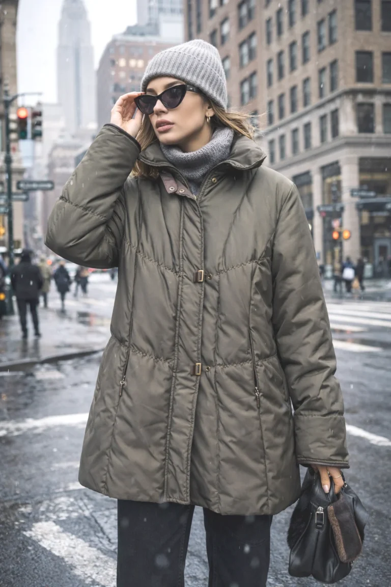 Featured image for Down and feather winter coat Olive Green