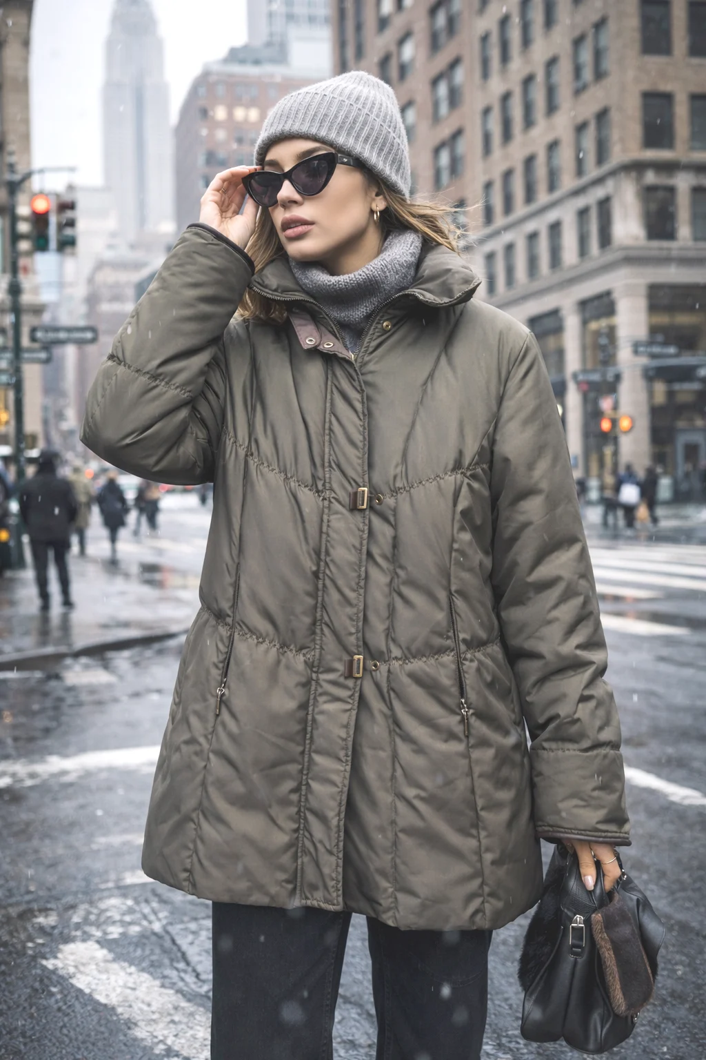 Down and feather winter coat Olive Green *Other seconde main