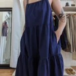Thumbnail for Robe bleue sans manche Uniqlo fille