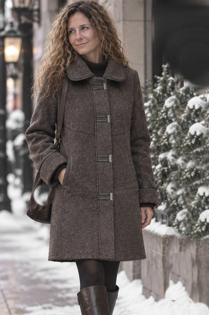 Vintage Winter Coat, 50% wool, charcoal grey, Niccolini Vintage seconde main